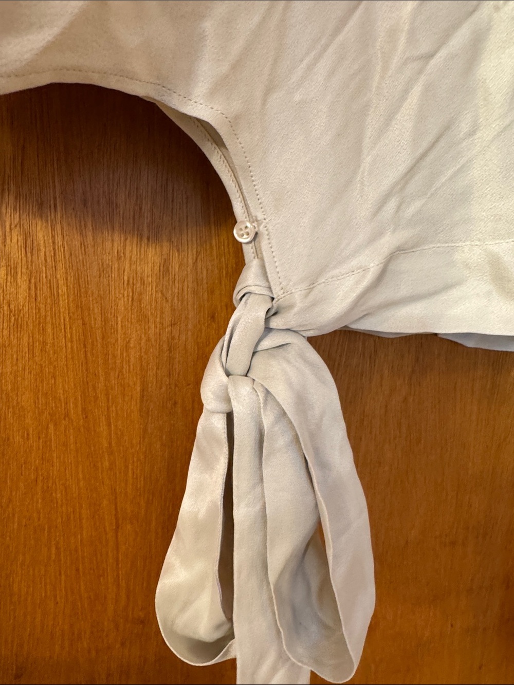Reiss 100% Viscose Light Beige Tie-Detail Balloon Sleeve Top - Picture 3 of 12
